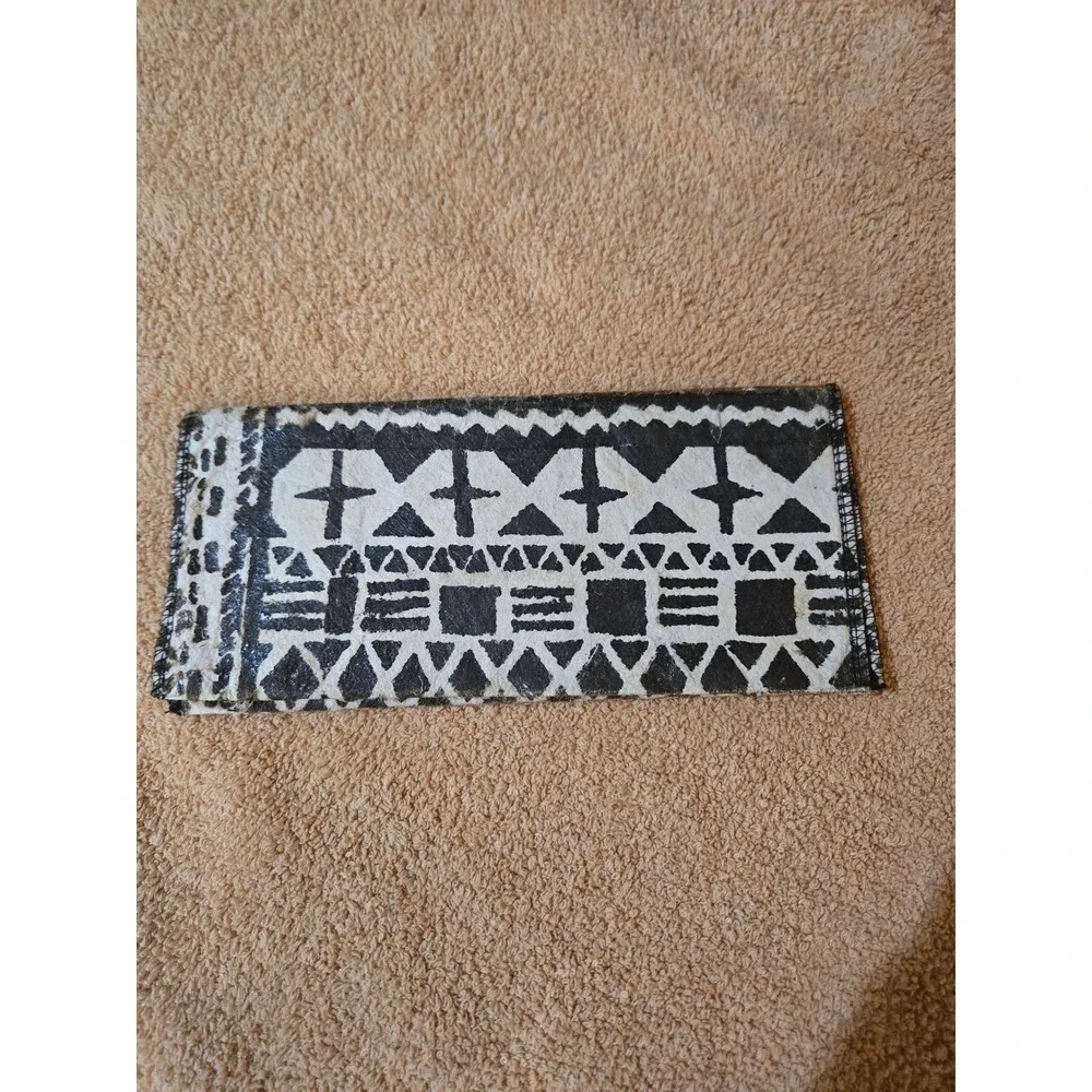 Handmade Tapa Cloth Envelope Clutch Polynesian Bark Cloth Tribal Geometric Bag